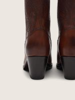 Women's high Wish Star boots in brown leather with floral embroidery - Image 5
