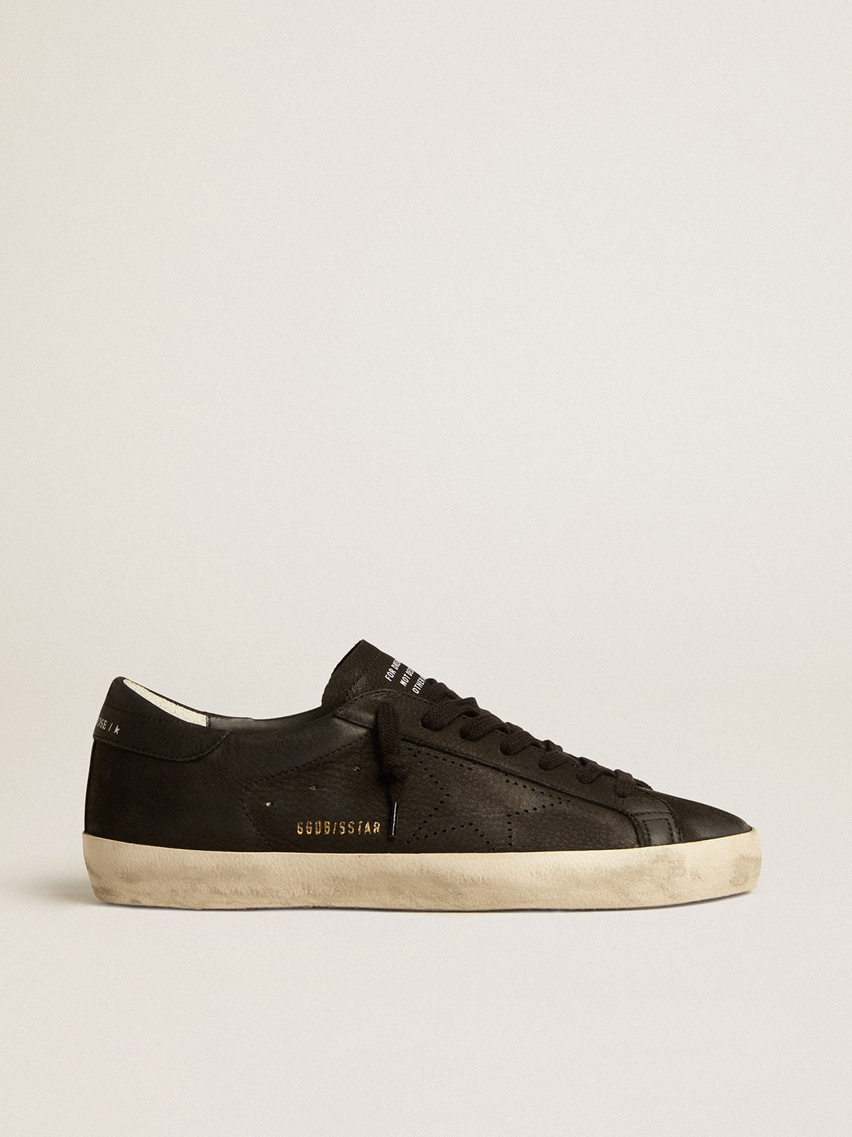 6402355d1c47e1c3f15378a6066a31b6941c938984b93241ce1dc7c8cdf6c180 Men's Super-Star in black nubuck with perforated star and black nubuck heel tab - Image 1