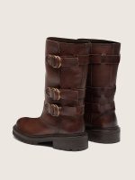 Women's Kurt boots in brown leather with gold buckles - Image 4