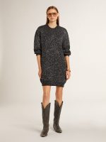Women's black crew neck dress with all-over silver sequins - Image 3