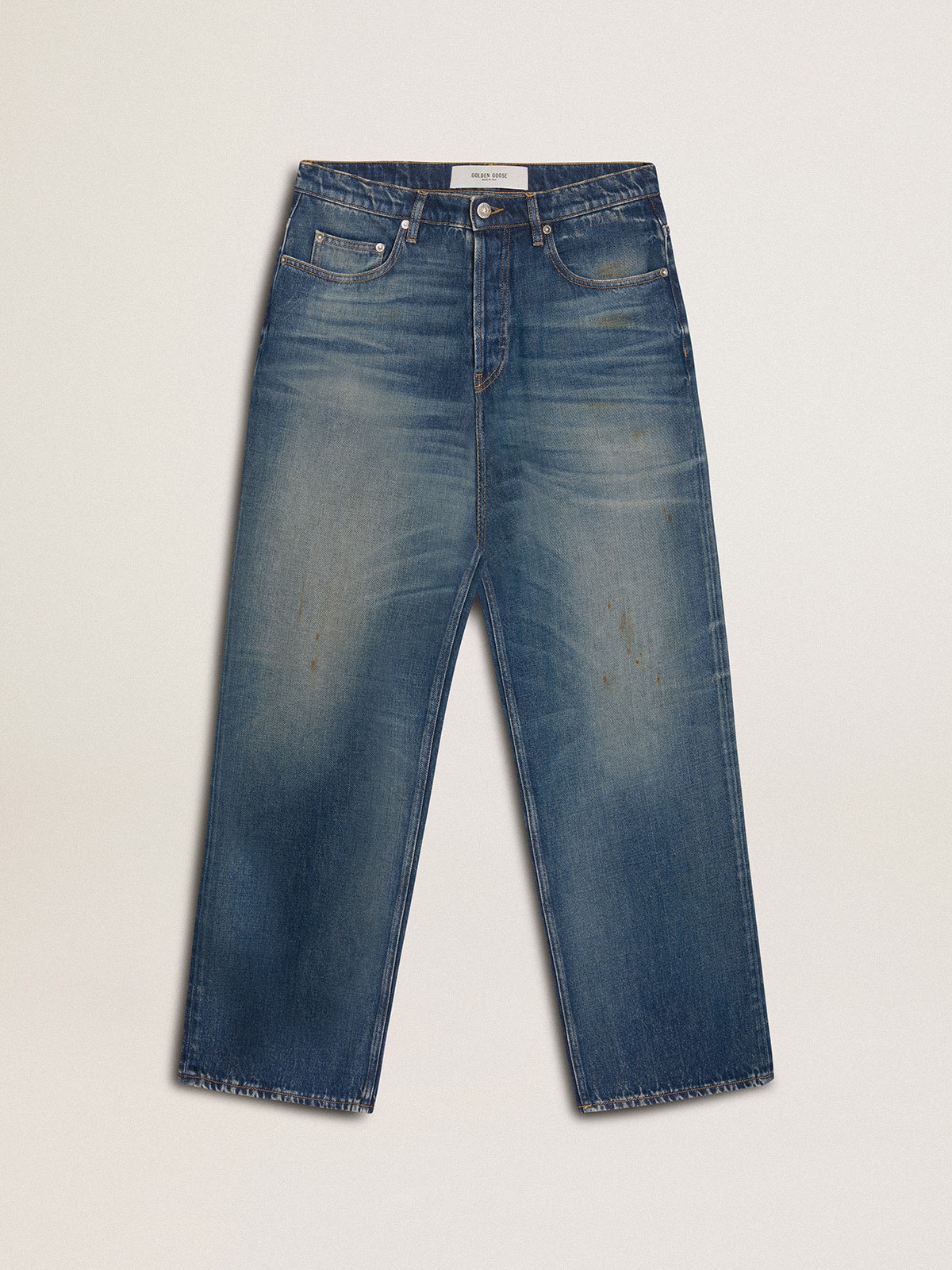 64c27b98ca6b72723892aba8d2ca2216bbe4505956abca951aad934730bb901a Men's loose fit medium wash CNY jeans - Image 1