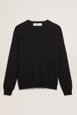 Men's round-neck sweater in dark blue cotton