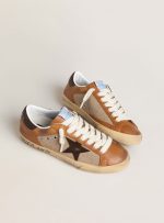 Men's Super-Star LTD in beige wool with brown leather star and camel inserts - Image 2