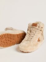 Women's Francy in beige shearling with brown leather star - Image 4