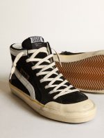 Men's Slide Penstar in black suede with black star and white flash - Image 4