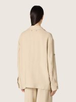 Women's safari jacket in beige viscose micro-chevron - Image 6