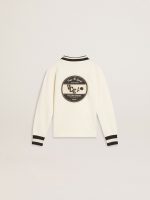Kids white cotton polo sweatshirt with embroidery on the chest and print on the back - Image 6