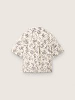 Women's boxy cotton shirt with black and white floral print - Image 2