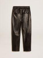 Black joggers in nappa leather with zip at the base - Image 5