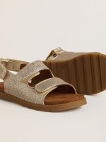 Noa Junior sandals in micro-glitter and platinum leather - Image 3
