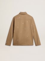 Men's beige jacket with floral embroidery and full zip - Image 6