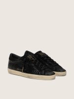 Women's Super-Star LTD in black croc-print leather with black suede star and heel tab - Image 2