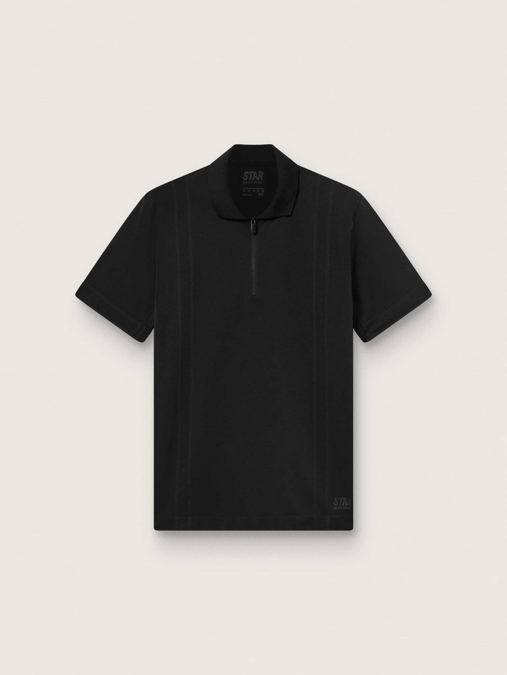 67fb597c93a462423d4d59332b23e3688bd76a106bd6a34835ca64bea4b7970b Men's black sports zipped polo shirt - Image 1