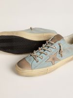 Men's V-Star in light blue canvas with dove-gray leather star - Image 3