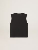 Sleeveless T-shirt in worn-black with tone-on-tone gradient embroidery - Image 6