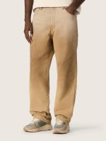 Men's pants in gradient beige cotton with check details - Image 5