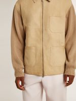 Men's jacket in travertine-colored nubuck leather with wool-blend sleeves and back - Image 6