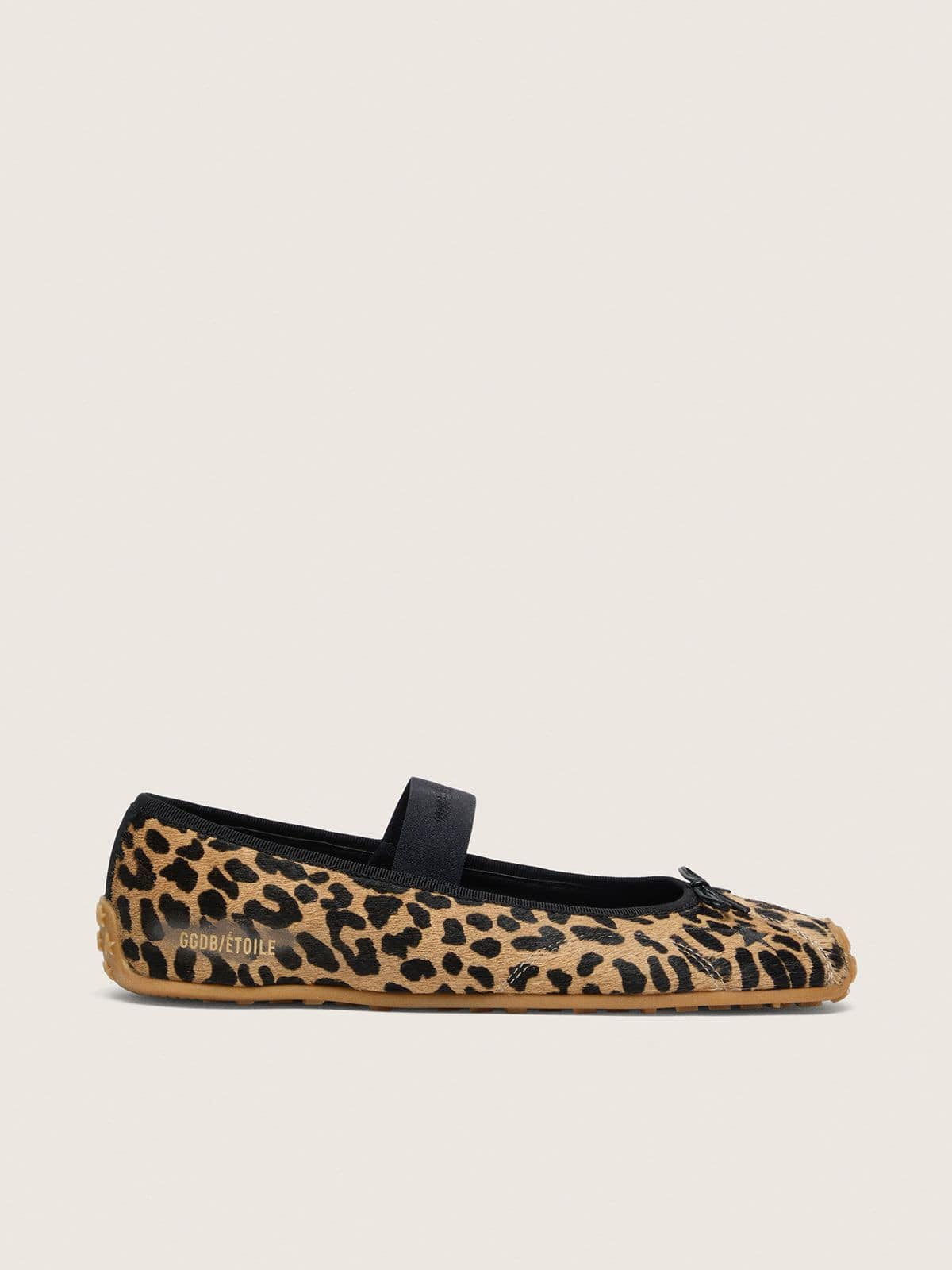 687442a861b8d8232821a12b5dc9b7471836934835190cbb4f04fa244a572b11 ��toile ballet flats in leopard-print pony skin with black embroidered star and elastic strap - Image 1