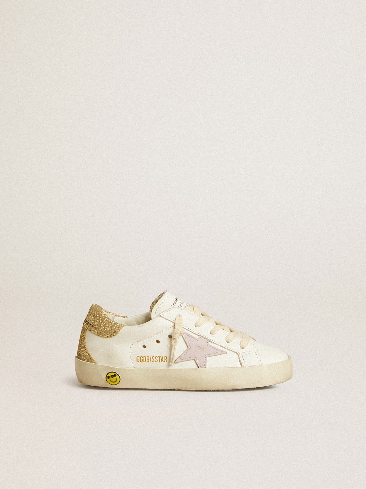 68a31641d0c218fa7d5fb1798f1d79dff6a5d9a9d0d993e74f70c8ab13ad7051 Super-Star Junior with lilac leather star and glitter heel tab - Image 1