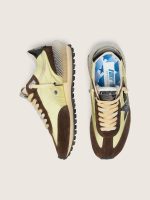 Women's Marathon in lime-green nylon with black star and brown suede inserts - Image 3