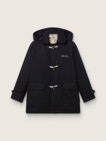 Boys' dark blue hooded duffle coat