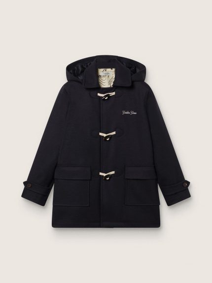 Boys' dark blue hooded duffle coat