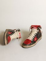 Men's Sky-Star in glossy black leather with red star - Image 2