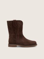 Young Wish Star boots in brown suede with flower embroidery