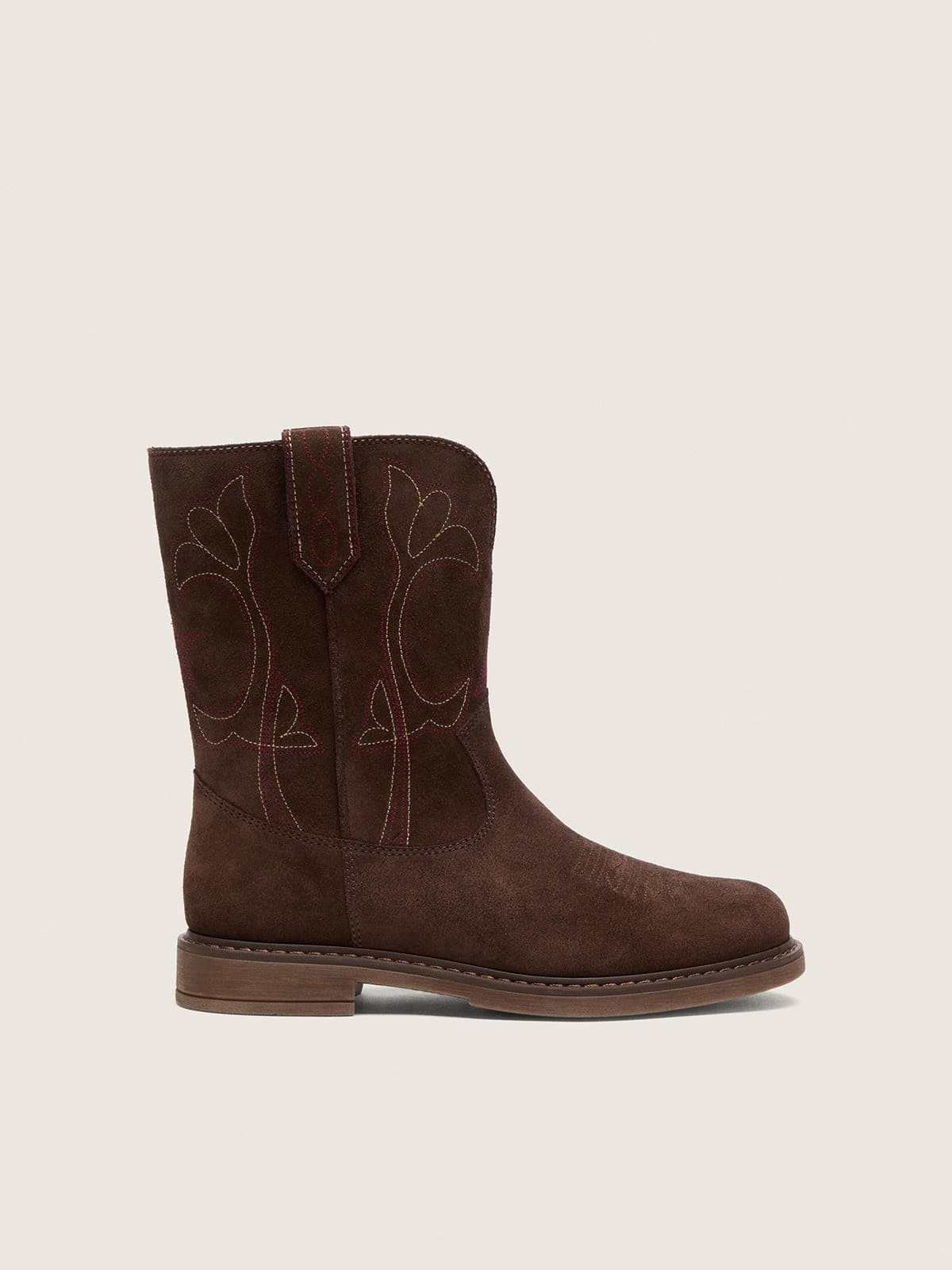 693da111ebf090e6981963ee2397b181c6eb20b12935c9071263ad926cb1c74b Young Wish Star boots in brown suede with flower embroidery - Image 1