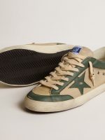 Men's Super-Star in cream mesh and green nappa with nappa star - Image 4