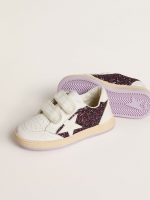Teen Ball Star in purple glitter with white leather star and heel tab - Image 3