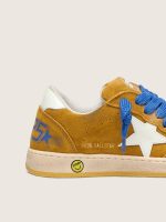 Young Ball Star in ocher suede with glossy white leather star and heel tab - Image 4