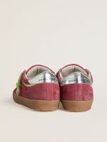 Women's Super-Star in red suede with white leather star and silver leather heel tab - Image 4