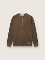 Men's long-sleeved sweater in tortoiseshell-brown linen jersey