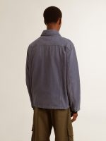 Men's blue jacket in denim cotton with distressed treatment - Image 4
