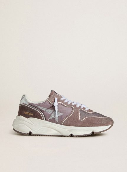 Women's Running Sole in lavender nylon and suede with printed star and silver leather heel tab