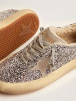 Women's Space-Star shoes in silver glitter with shearling lining - Image 4
