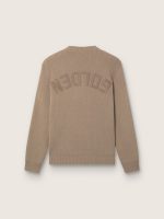 Men's sweater in light taupe organic cotton with embroidered logo - Image 2