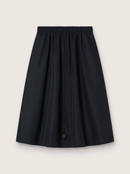 Flared skirt in black technical nylon