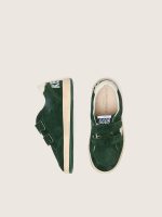 Junior Ball Star in forest-green suede with cream leather star and heel tab - Image 3