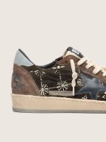 Women's Ball Star LAB in brown matelass�� velvet with rhinestones and black leather star - Image 4