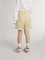 Girls' sand-colored shorts with embroidered logo - Image 4
