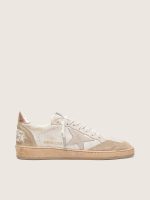 Ball Star with pink suede star and silver glitter edges and rose gold heel tab