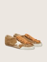 Women's True-Star in tobacco-colored suede with white star and platinum heel tab - Image 7