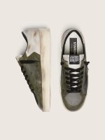 Men's Stardan LTD in white and olive-green leather with black mesh and yellow leather star - Image 3