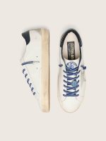 Men's Super-Star LTD in white leather with suede star and blue leather heel tab - Image 3