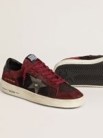 Men's Stardan in black mesh and burgundy suede with white leather star - Image 3