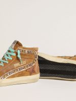 Women's Slide in ocher-colored suede with tobacco-colored leather star - Image 3