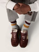 Men's Marathon with brown satin upper and platinum leather star - Image 3