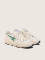 Men's Running Sole in cream nylon and leather with green leather star - Image 2